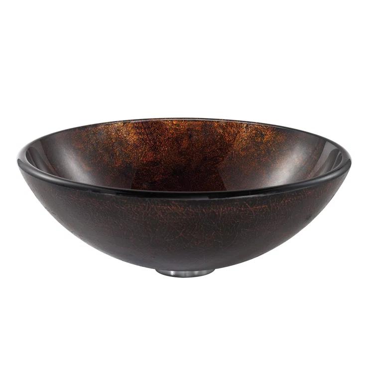 Copper Glass Circular Vessel Bathroom Sink
