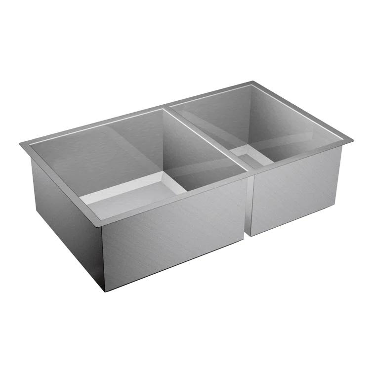 Prep 1600 Series Stainless Steel Undermount 34" x 20" Double Bowl Kitchen Sink