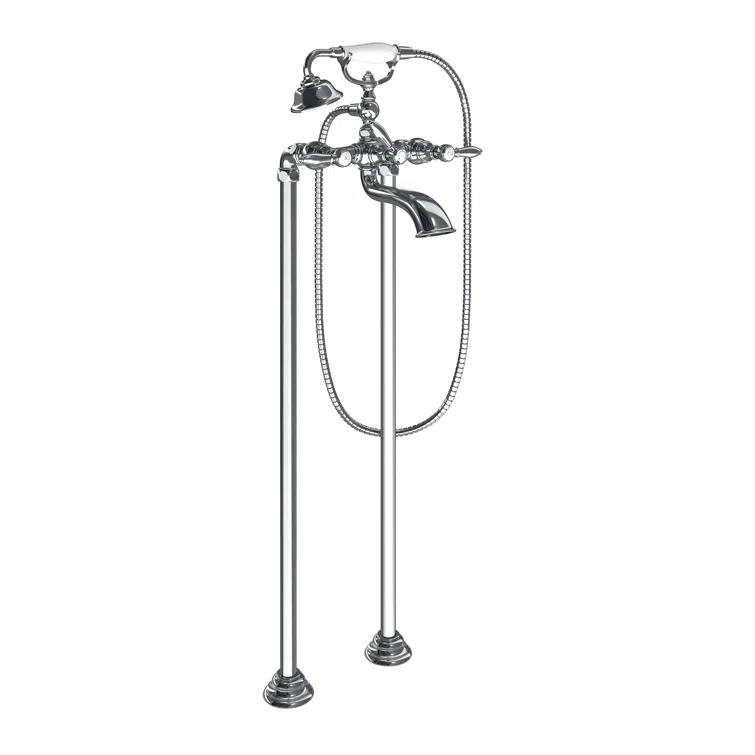 Weymouth Double Handle Floor Mounted Clawfoot Tub Faucet Trim with Diverter and Handshower
