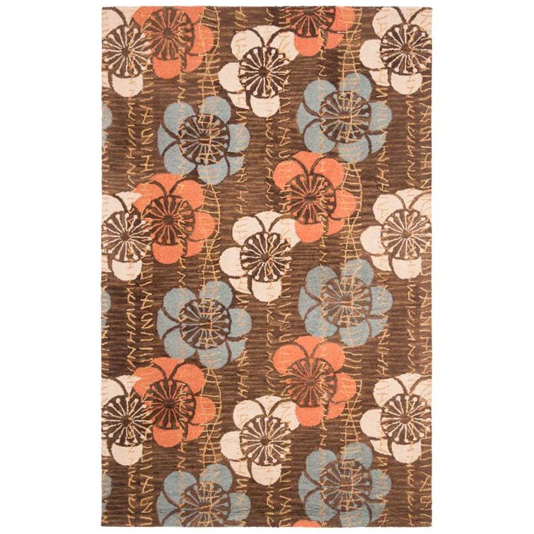 Charlotte Wool Floral Area Rug in Brown