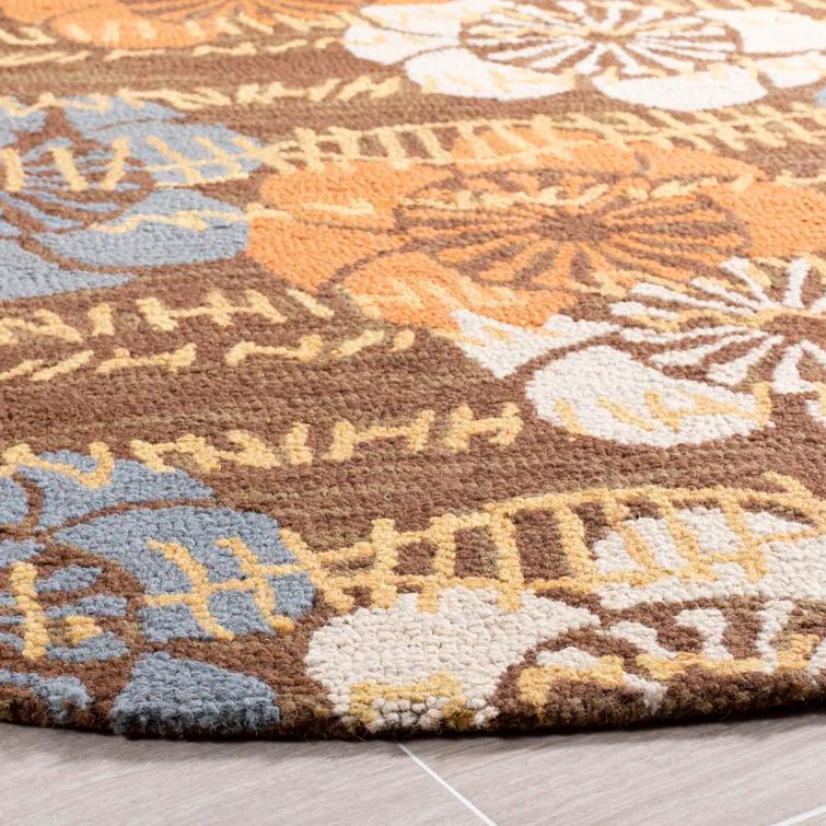 Charlotte Wool Floral Area Rug in Brown