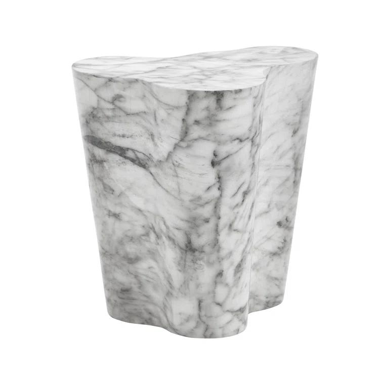 Meridian Furniture Monza White Indoor/Outdoor Concrete Marble Finish End Table