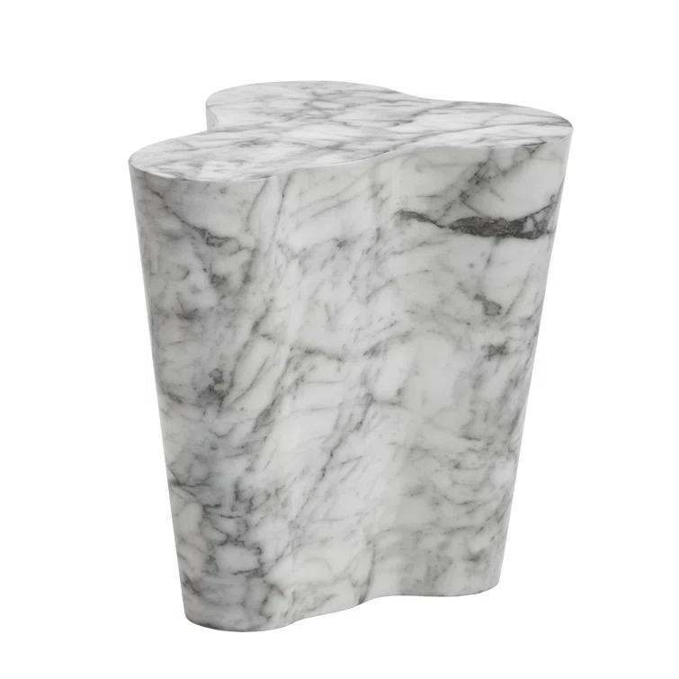 Meridian Furniture Monza White Indoor/Outdoor Concrete Marble Finish End Table