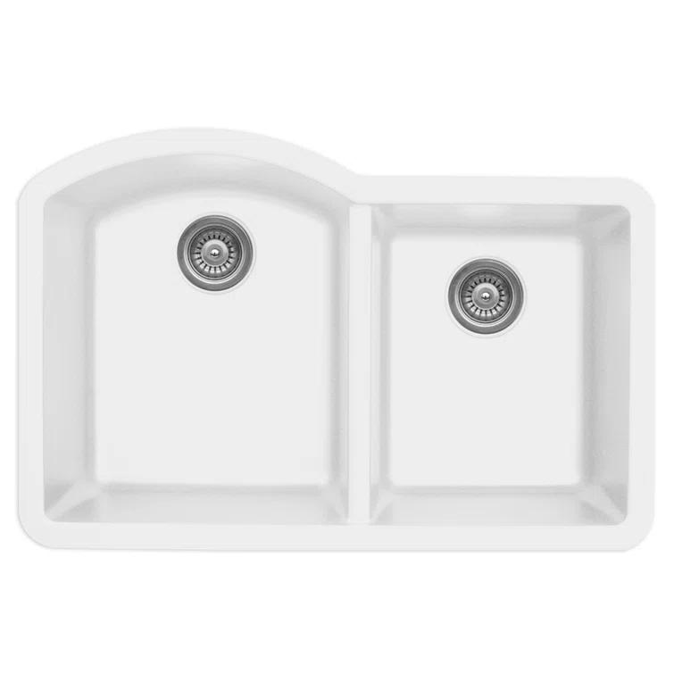 Karran Undermount Quartz Composite 32'' X 21'' 60/40 Double Bowl Kitchen Sink