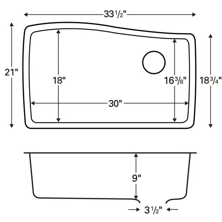 Karran Undermount Quartz Composite 33-1/2'' X 21'' Single Bowl Kitchen Sink