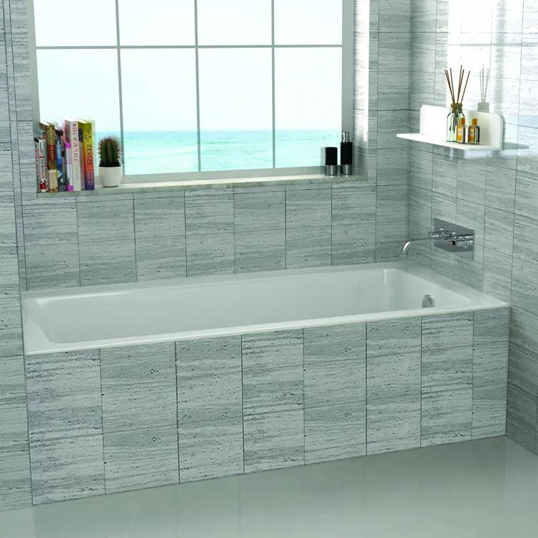 Alcove 66" x 32" Soaking Fiberglass Bathtub