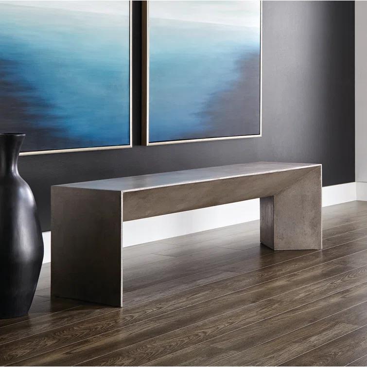 Nomad Contemporary 55'' Gray Marble Look Concrete Bench