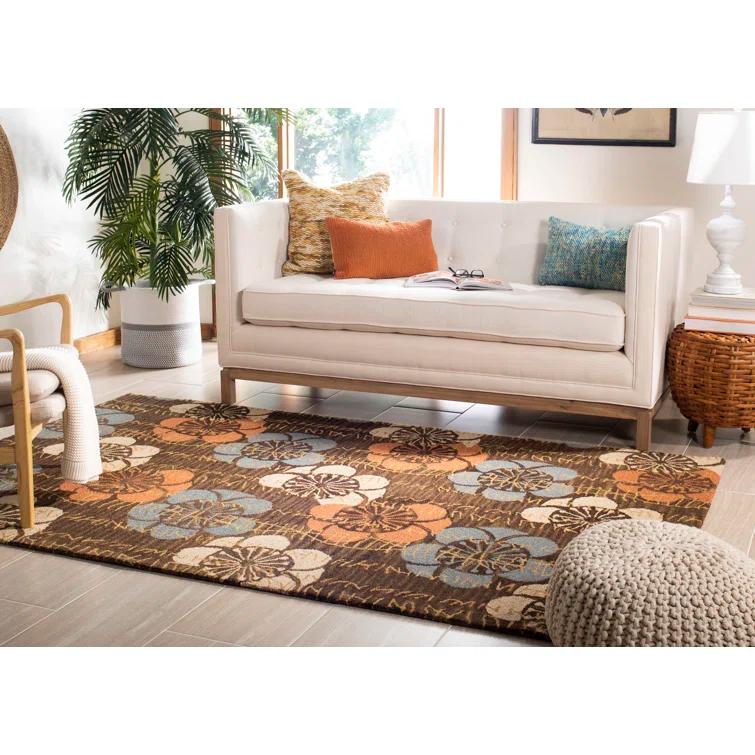Charlotte Wool Floral Area Rug in Brown