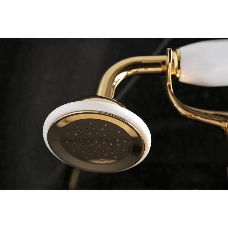 Kingston Brass Kingston Two-Handle 2-Hole Wall Mount Clawfoot Tub Faucet with Hand Shower