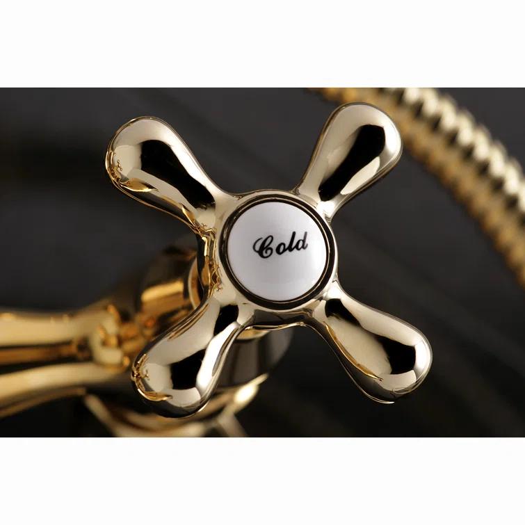 Kingston Brass Kingston Two-Handle 2-Hole Wall Mount Clawfoot Tub Faucet with Hand Shower