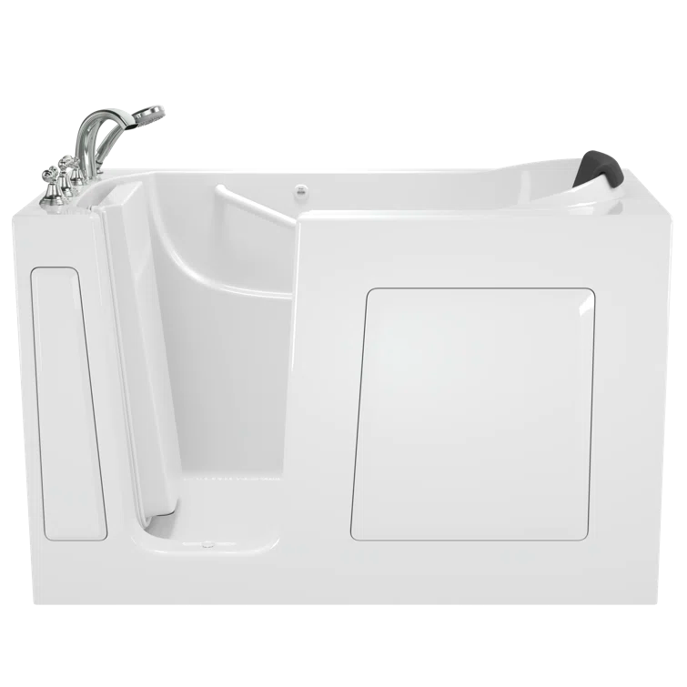 American Standard 59.5'' x 29.75'' Walk-in Soaking Fiberglass Bathtub with Faucet 3060.109.SLW