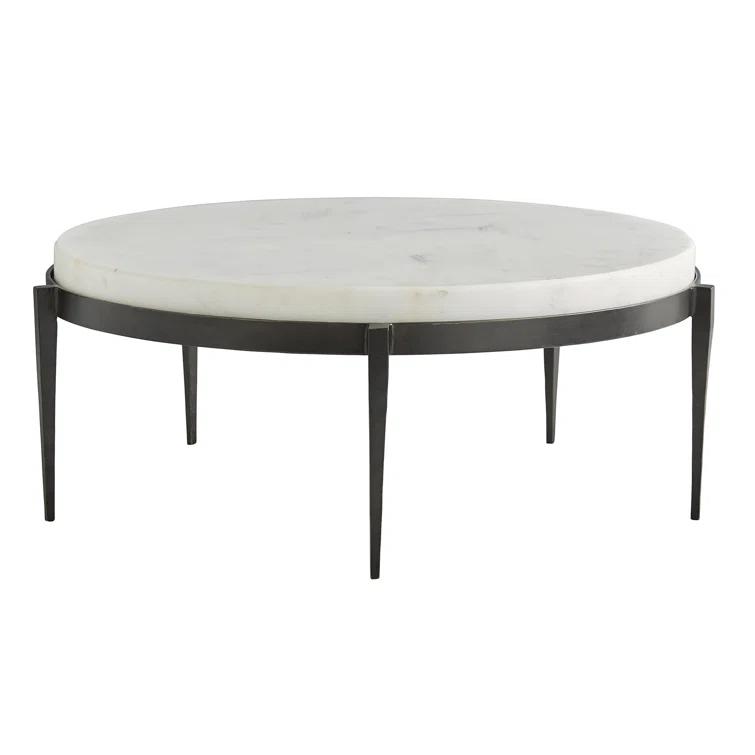 Round Kelsie 14" Metal & Marble Cocktail Table