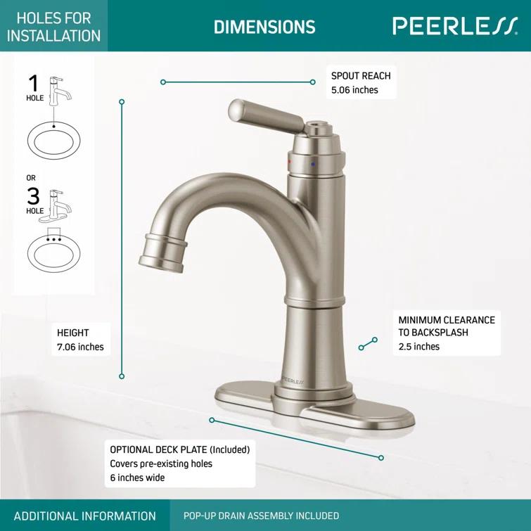 Westchester Single-Hole Bathroom Faucet with Drain Assembly