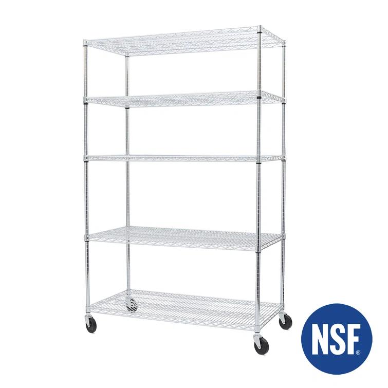 UltraDurable 24" D 5-Tier NSF-Certified Steel Shelving with Wheels