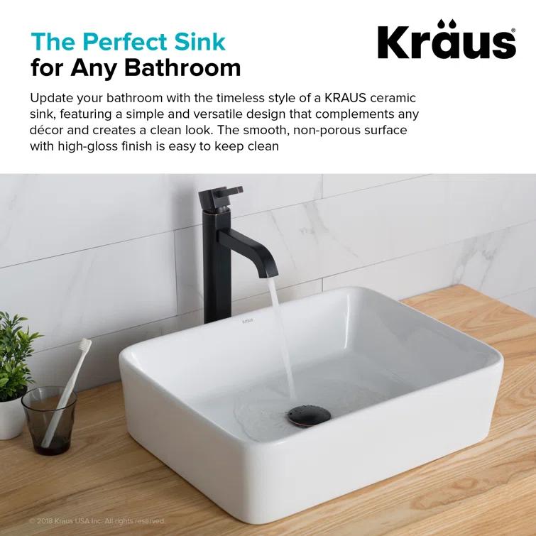 Kraus KCV-121 Thin ceramics Rectangular Vessel Bathroom Sink