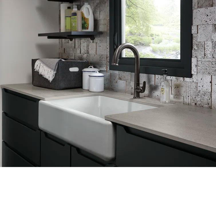 Whitehaven® 33" x 22" Self-Trimming Under-Mount Single-Bowl Kitchen Sink with Tall Apron