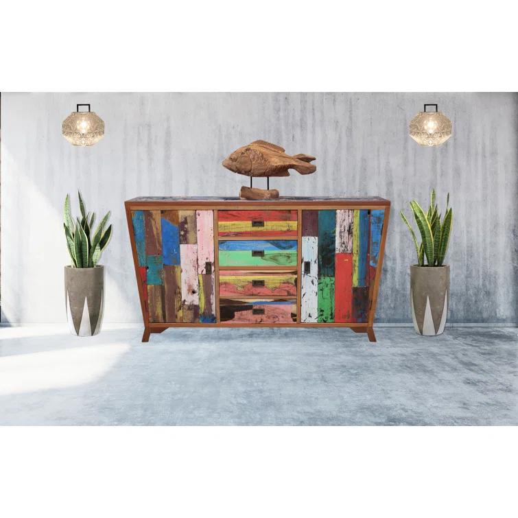 Chic Teak Solid Wood Freestanding Bathroom Cabinet