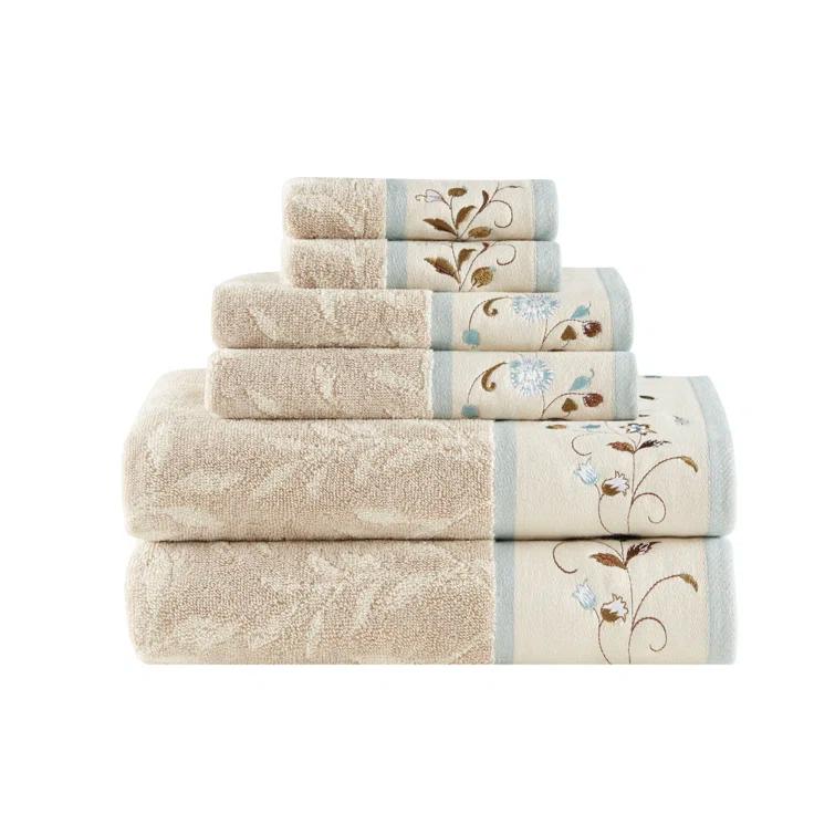 Madison Park Raheem Embroidered Cotton Jacquard Towel Set (Set of 6)