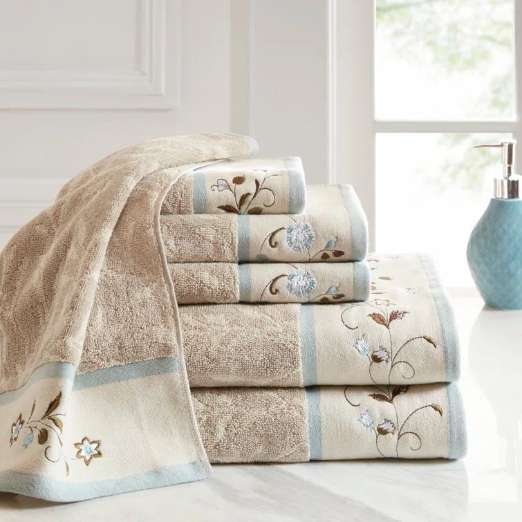 Madison Park Raheem Embroidered Cotton Jacquard Towel Set (Set of 6)