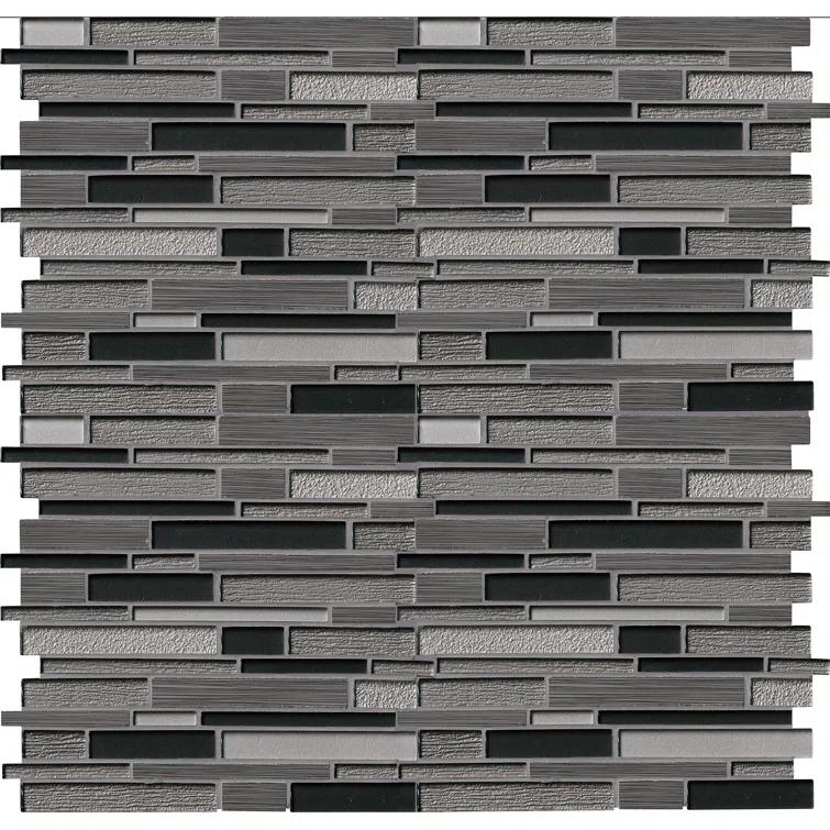 Ackland Metro Gris Blend Interlocking Random Sized Mixed Material Glass Mosaic Tile