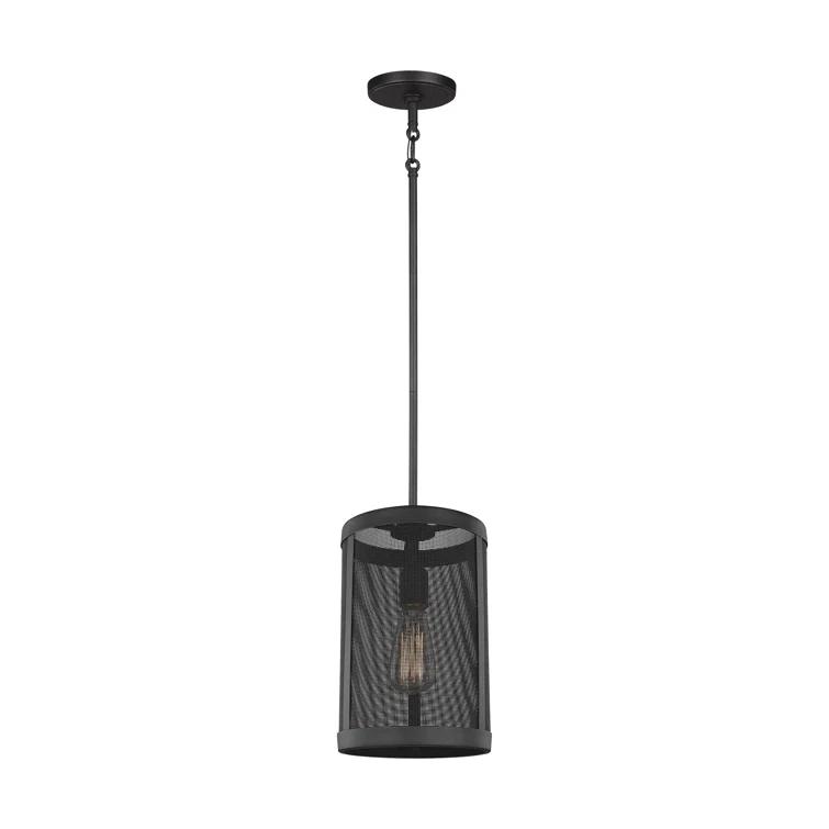 Generation Lighting 6128501-12 Restoration One Light Pendant from Seagull - Gereon Collection in Black Finish,