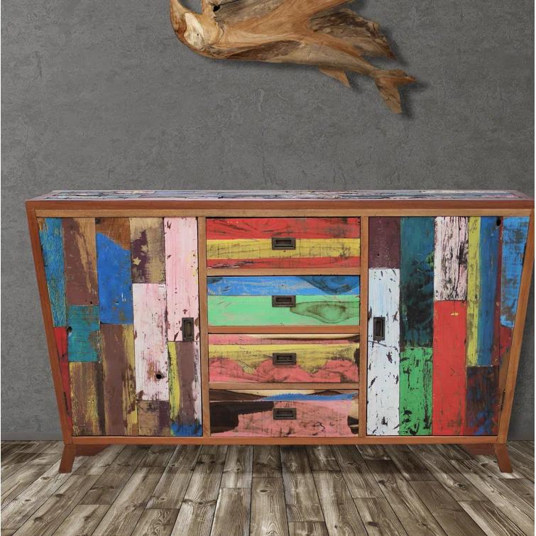 Chic Teak Solid Wood Freestanding Bathroom Cabinet