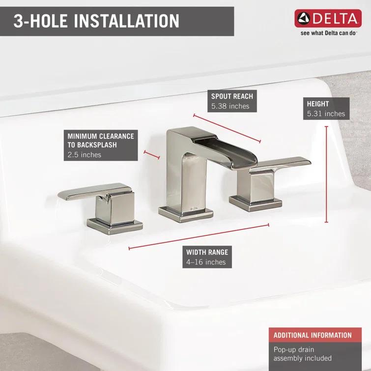 Ara Widespread Bathroom Faucet with Drain Assembly and DIAMOND Seal Technology