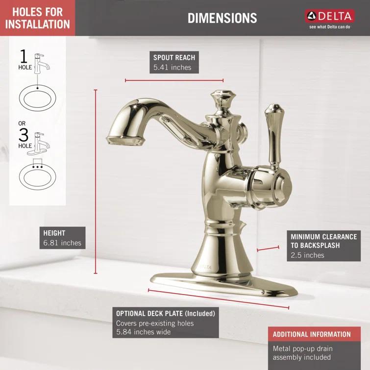 Cassidy™ Single Hole Bathroom Faucet with Drain Assembly