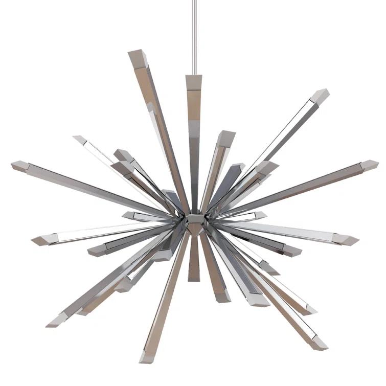 Starburst 40" Single Tier Chandelier - Polished Chrome