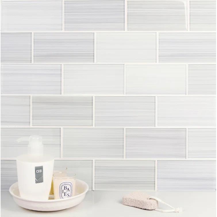 Premium Hand Painted 3" x 6" Straight Edge Glass Mosaic Subway Tile