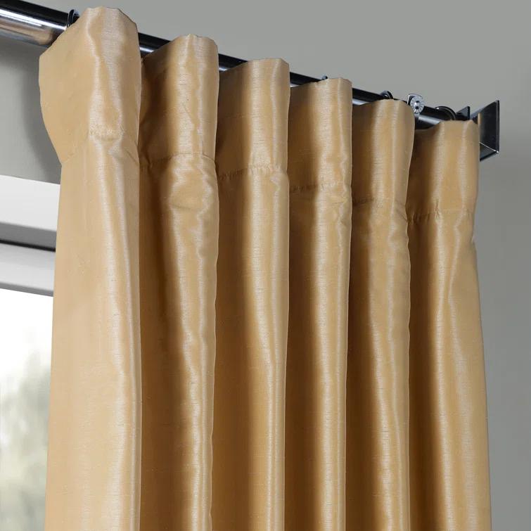 Rayne Vintage Textured Faux Dupioni Silk Room Darkening Curtains Window Single Curtain Panel