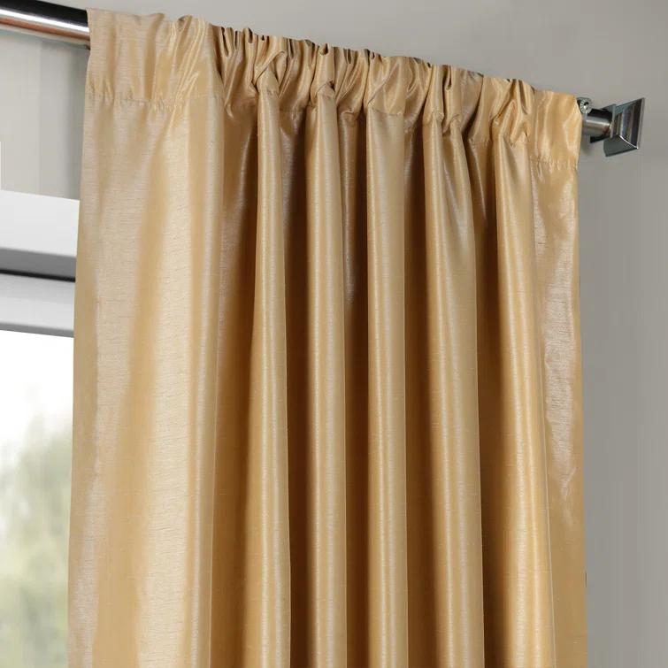 Rayne Vintage Textured Faux Dupioni Silk Room Darkening Curtains Window Single Curtain Panel