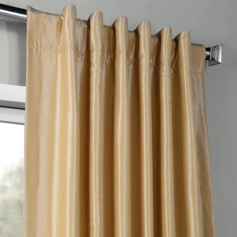 Rayne Vintage Textured Faux Dupioni Silk Room Darkening Curtains Window Single Curtain Panel