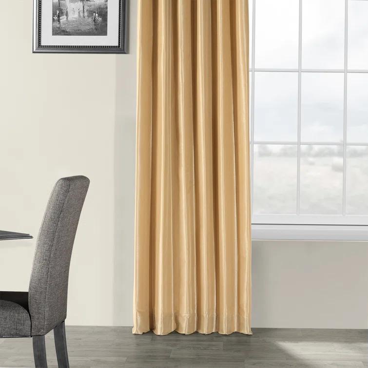 Rayne Vintage Textured Faux Dupioni Silk Room Darkening Curtains Window Single Curtain Panel