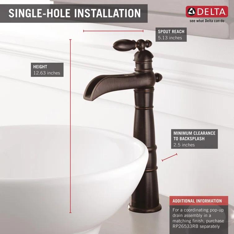 Cassidy™ Single Hole Vessel Bathroom Faucet, Single Handle Vessel Bathroom Sink Faucet