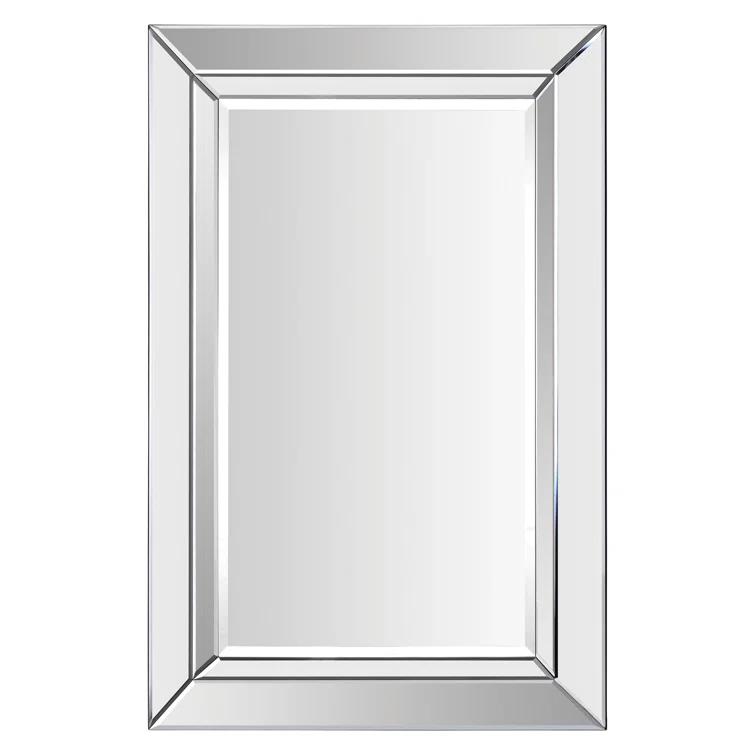 Aura Silver Rectangular Glass Vanity Wall Mirror
