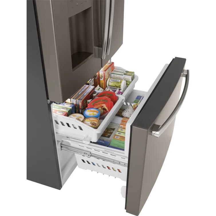 GE Appliances GFE26JMMES GE Appliances 25.5 Cubic Feet Energy Star Smudge-Resistant French Door Refrigerator with Water and Ice Dispenser