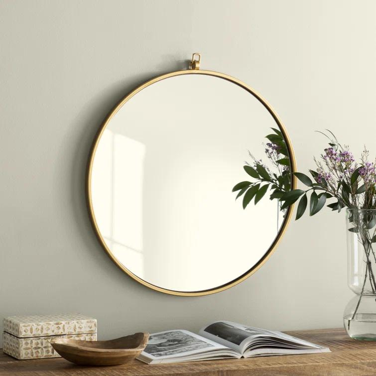 Cassie Metal/Manufactured Wood Round Wall Mirror