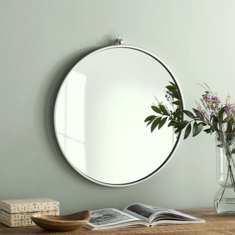 Cassie Metal/Manufactured Wood Round Wall Mirror