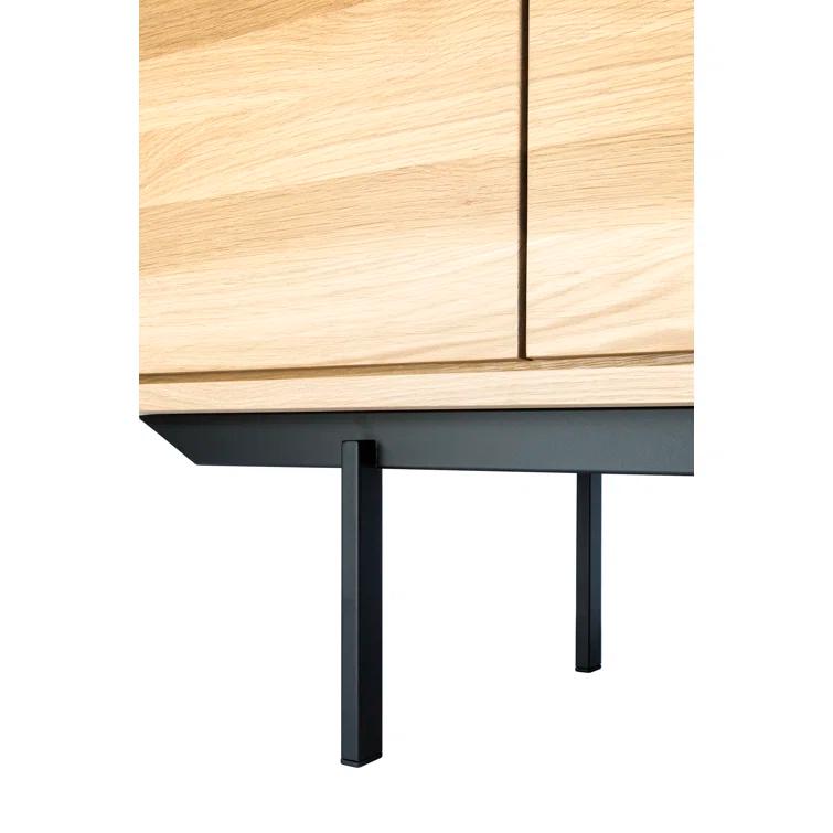 Natural Oak 88'' Solid Wood Sideboard with Black Metal Legs