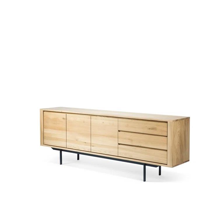 Natural Oak 88'' Solid Wood Sideboard with Black Metal Legs