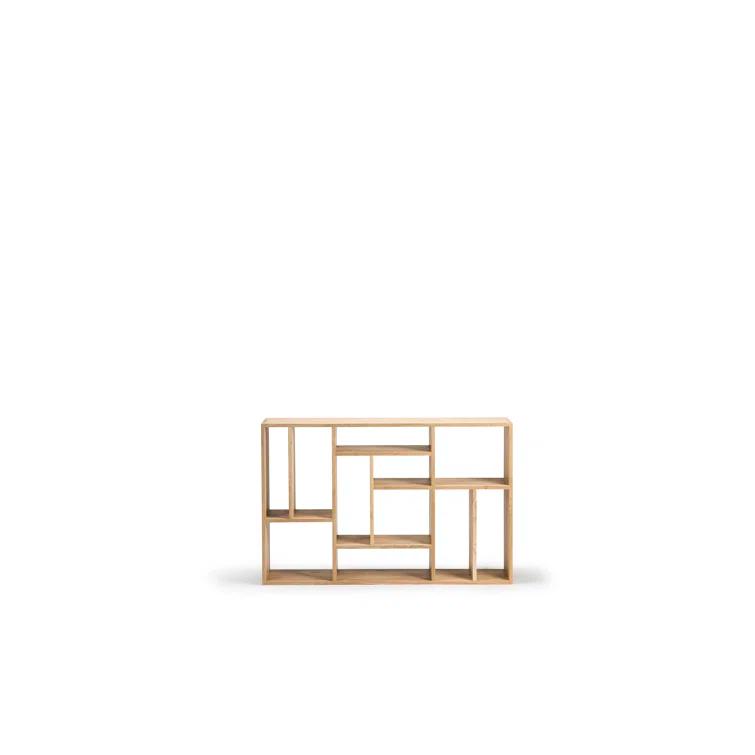 Natural Oak Geometric Bookcase with Multiple Shelves