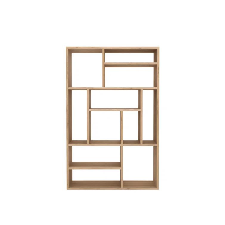 Natural Oak Geometric Bookcase with Multiple Shelves