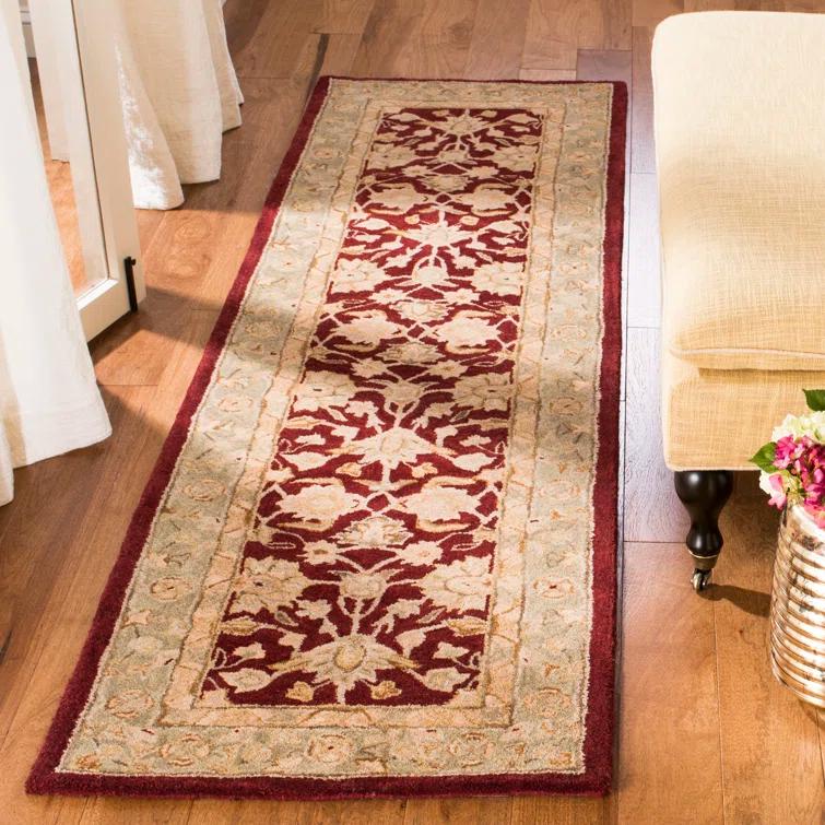 Anatolia AN522 Hand Tufted Indoor Area Rug - Red/Moss - 8'x8' - Safavieh