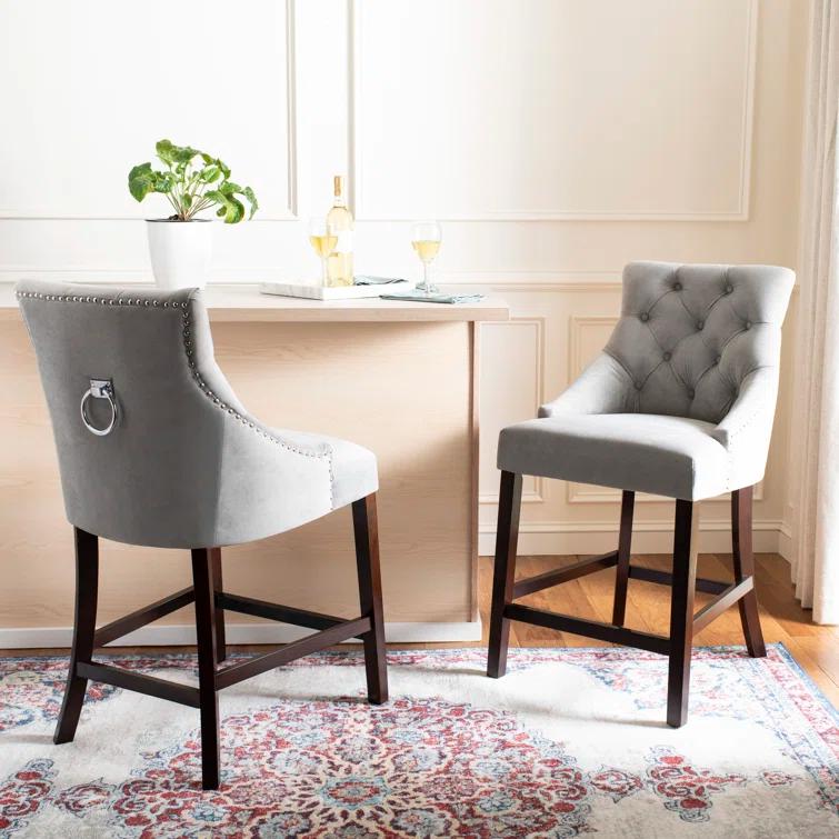 Rosdorf Park Balyon Upholstered Counter Stool with Solid Wood Frame (Set of 2)