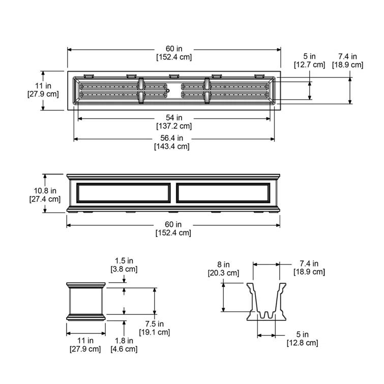 The Anastasiya Resin Window Box Planter with Water Reservoir