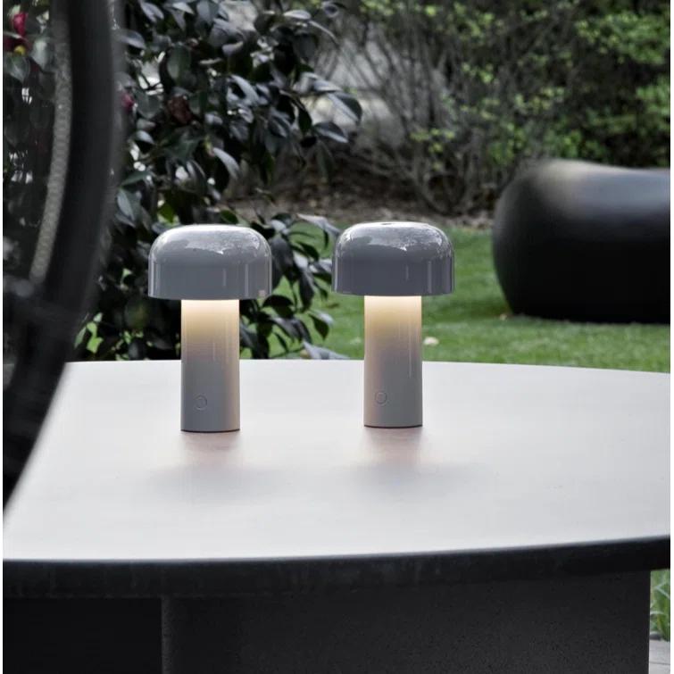 Gray Cordless Adjustable Outdoor Kids Table Lamp with LED Light