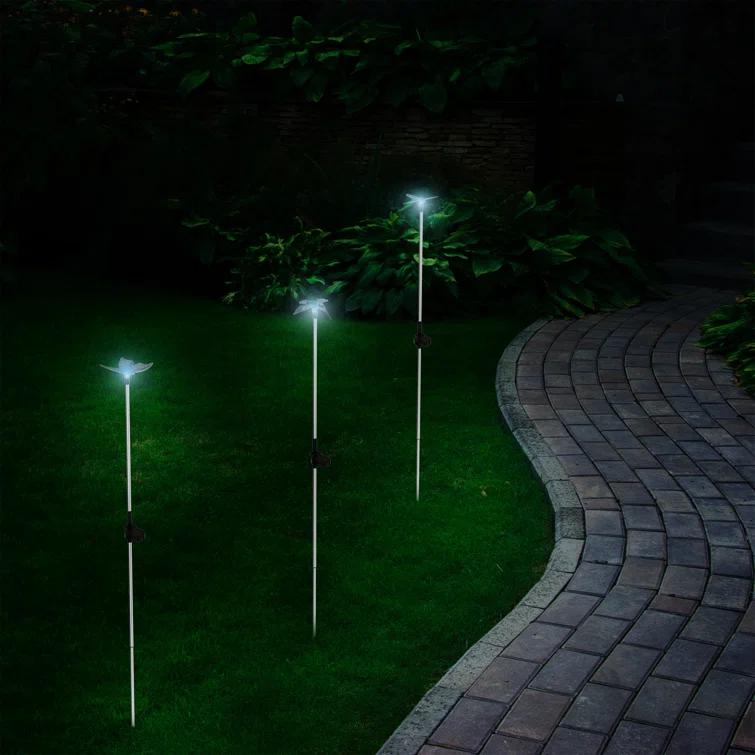 Pure Garden Silver Solar Powered Integrated LED Metal Pathway Light Pack (Set of 3)