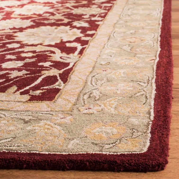 Anatolia AN522 Hand Tufted Indoor Area Rug - Red/Moss - 8'x8' - Safavieh