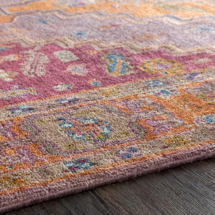 Hand-Knotted Light Blue Wool Floral Motif Area Rug